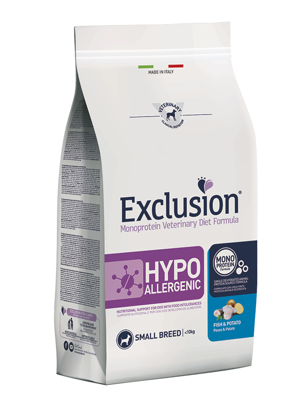 EXCLUSION HYPOALLERGENIC SMALL BREED ADULT PESCE E PATATE 2 KG