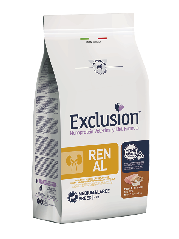 EXCLUSION MONOPROTEICO VET DIET RENAL MAIALE E SORGO E RISO MEDIUM LARGE