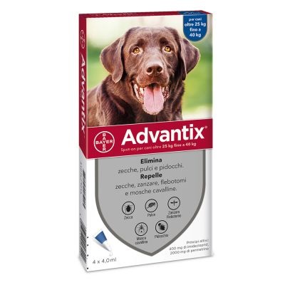 ADVANTIX SPOT ON 4 PIPETTE PER CANI DA 25 A 40 KG