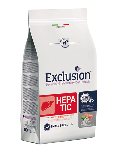 EXCLUSION SMALL BREED ADULT HEPATC MAIALE, RISO E PISELLI 2 KG